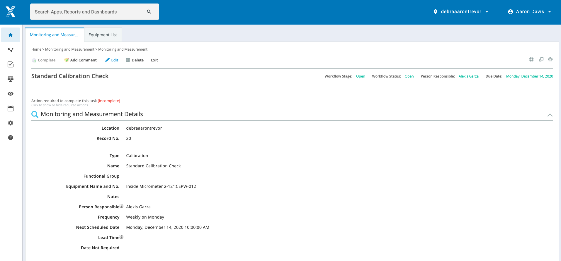 screenshot of Monitoring and Measuring Software